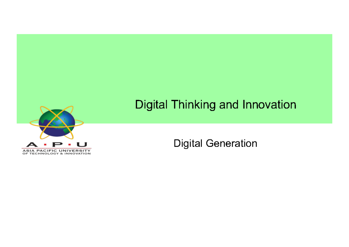 Digital Thinking and Innovation: Understanding Gen Z (Week 1) - Studocu