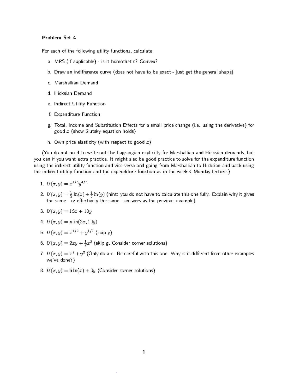 Problem+Set+4 - asdfasdf - Problem Set 4 For each of the following ...