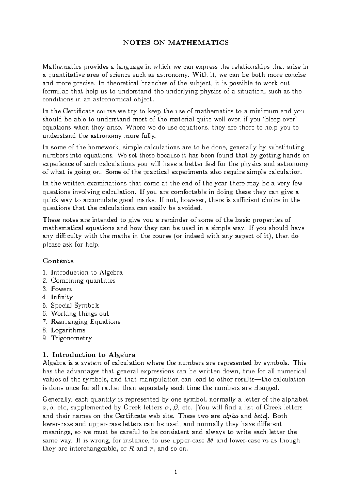 Maths-notes 1 - Maths-notes 1 - NOTES ON MATHEMATICS Mathematics ...
