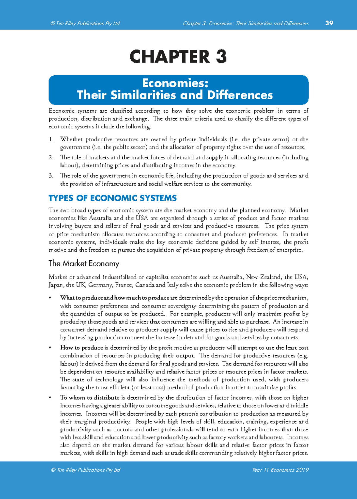 2019 Y11 Economics Chapter 3: Economic Systems & Their Characteristics ...