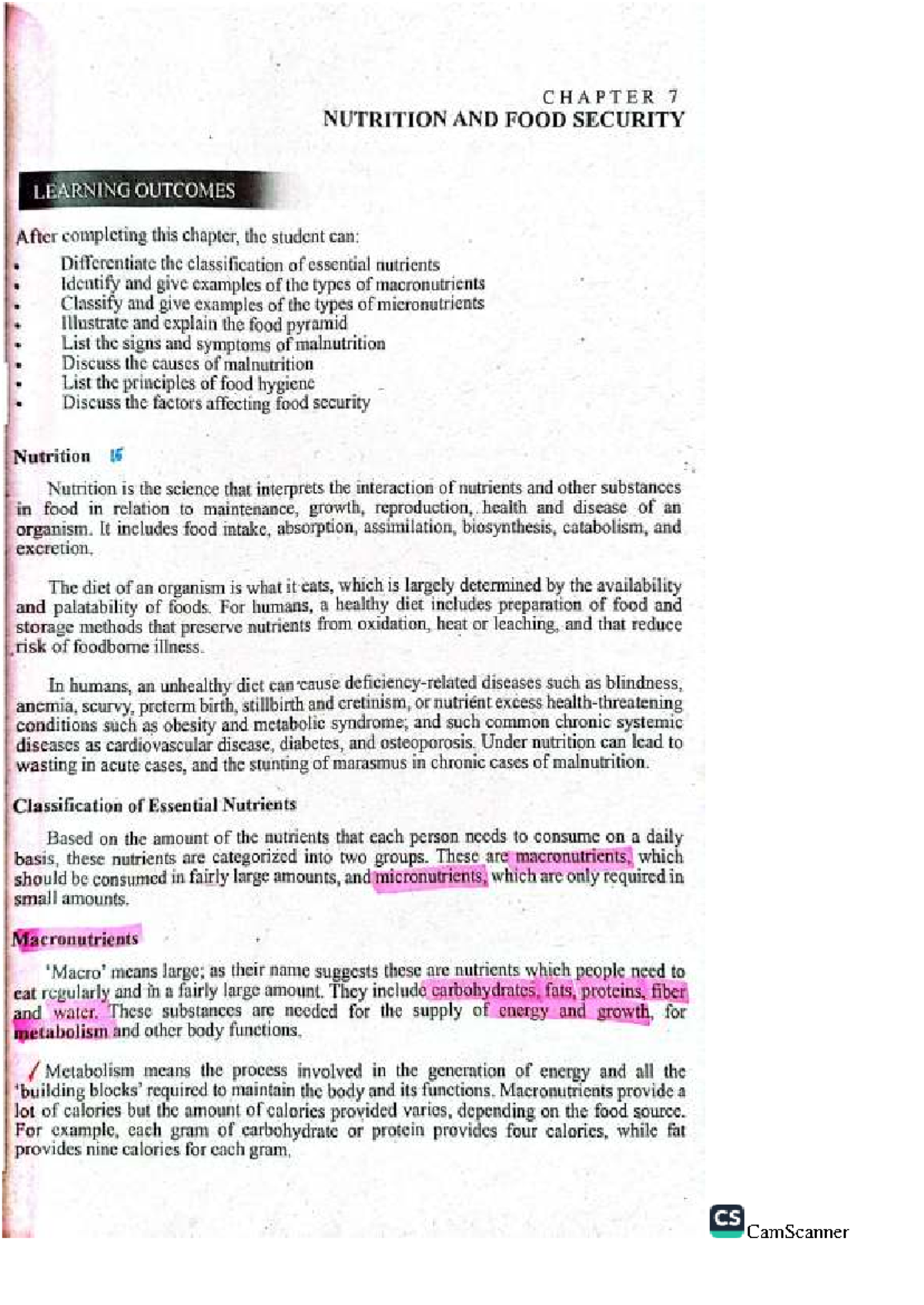 Chapter 7 Nutrition and Food Security - CHAPTER 7 NUTRITION AND FOOD ...