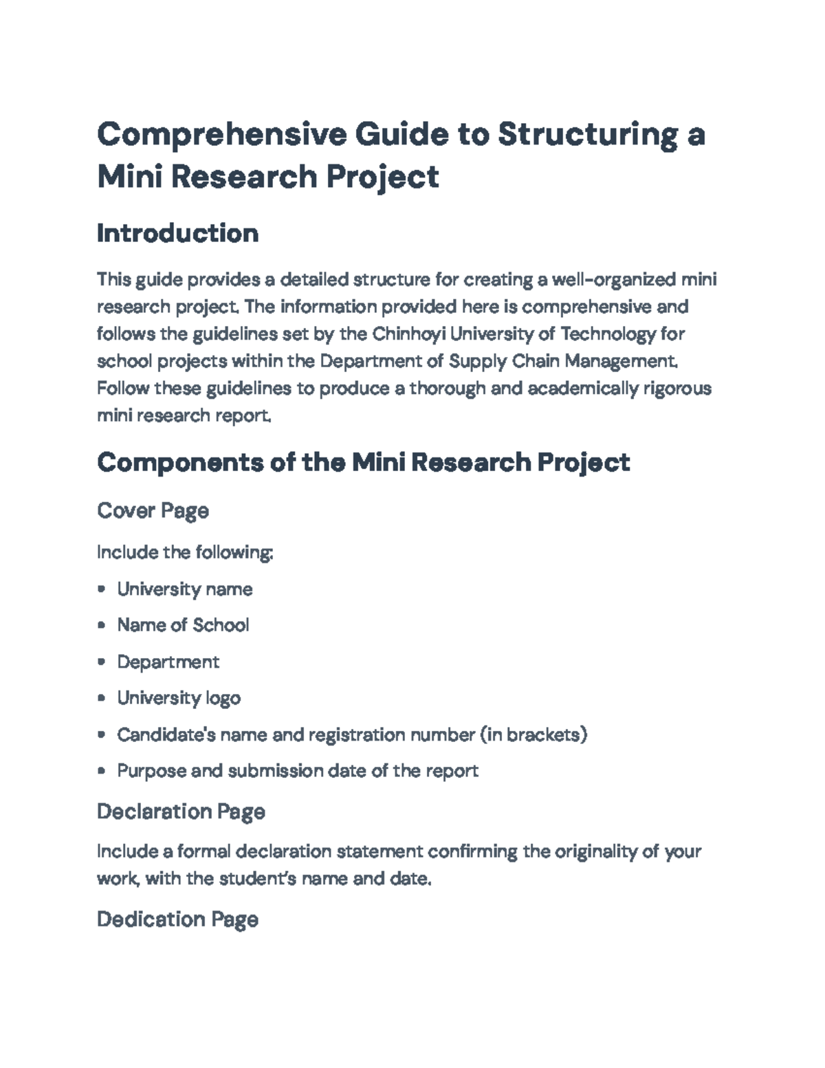Mini Research Project Guide for Supply Chain Management Students ...