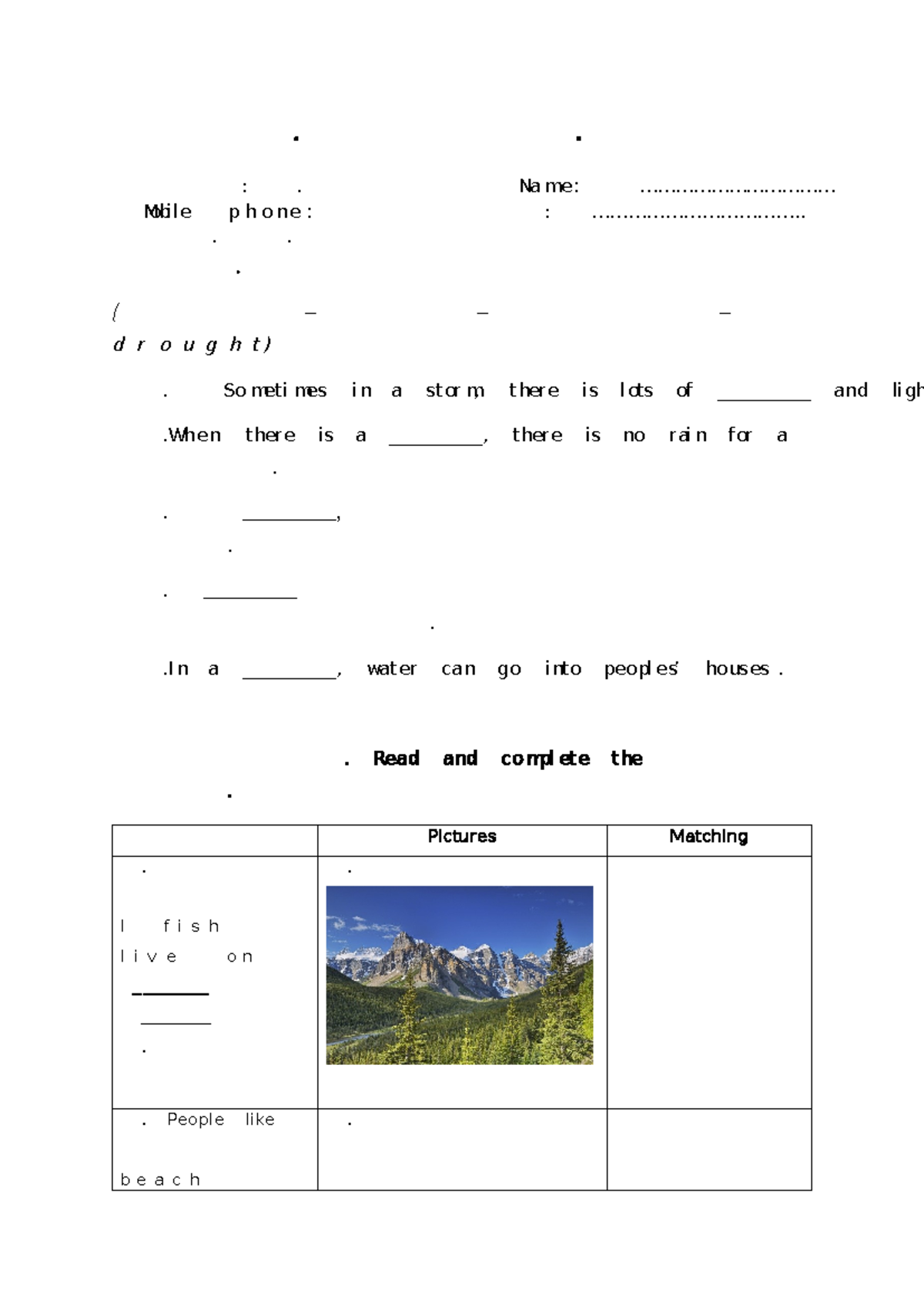 GE4 - Exercise on Weather Vocabulary and Sentence Completion - Studocu