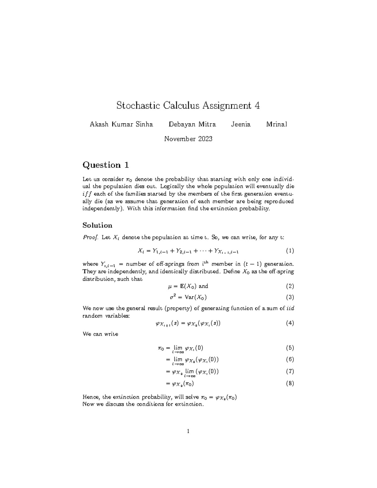Stochastic Calculus Assignment 3 Solutions and Analysis - Studocu
