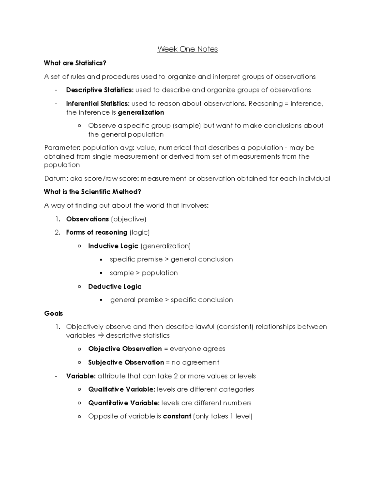 PSYC 1010 - Comprehensive Week 1-12 Study Notes on Statistics - Document Preview