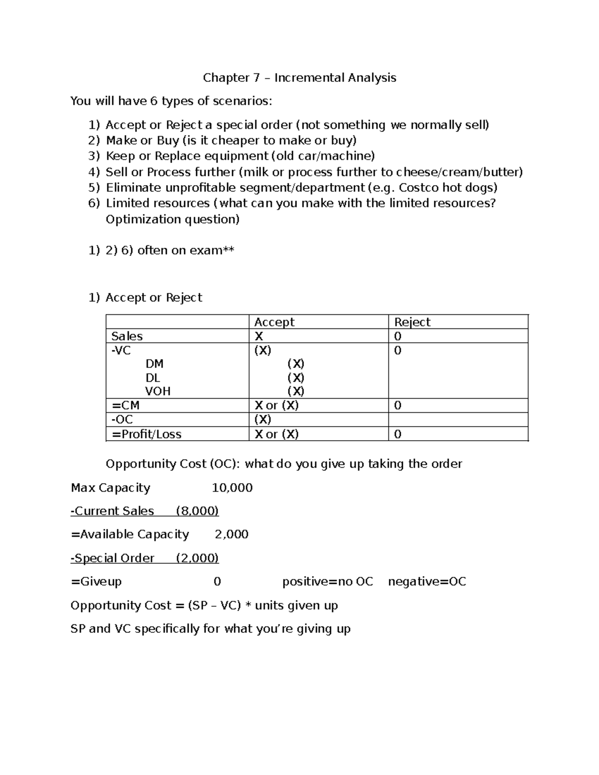 Chapter 7 - Incremental Analysis Summary for Decision Making - Studocu