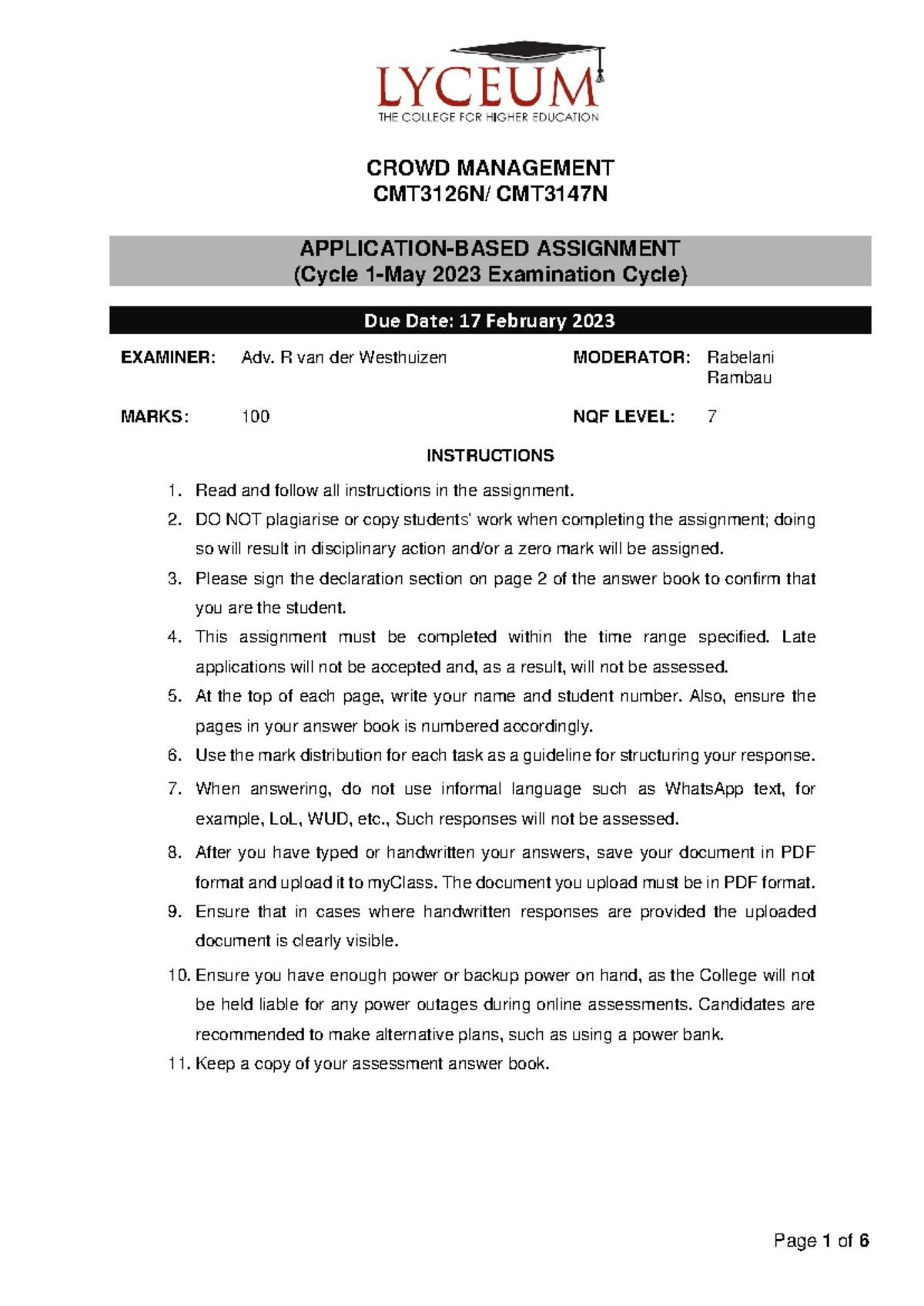 PMIC5111A1 W - Economics 1A Assignment 1: Assessment Guidelines and ...