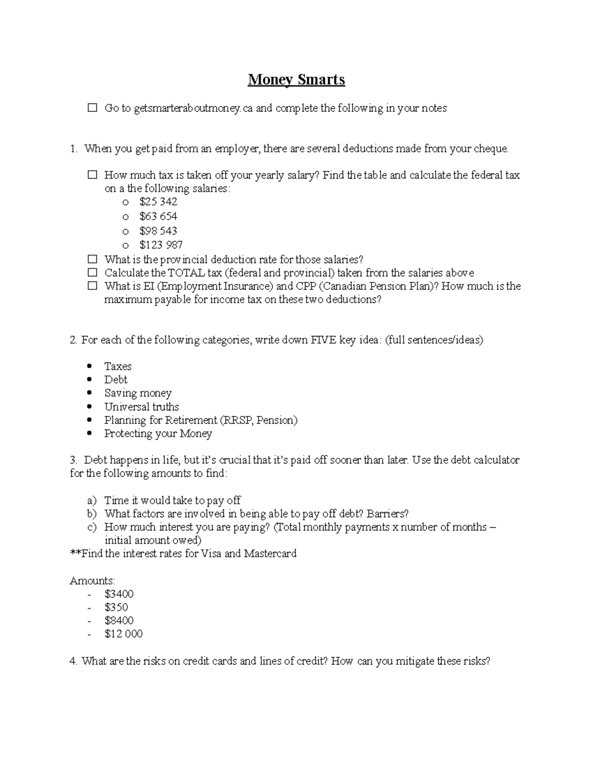 Money Smarts - Notes - Money Smarts Go to getsmarteraboutmoney and ...