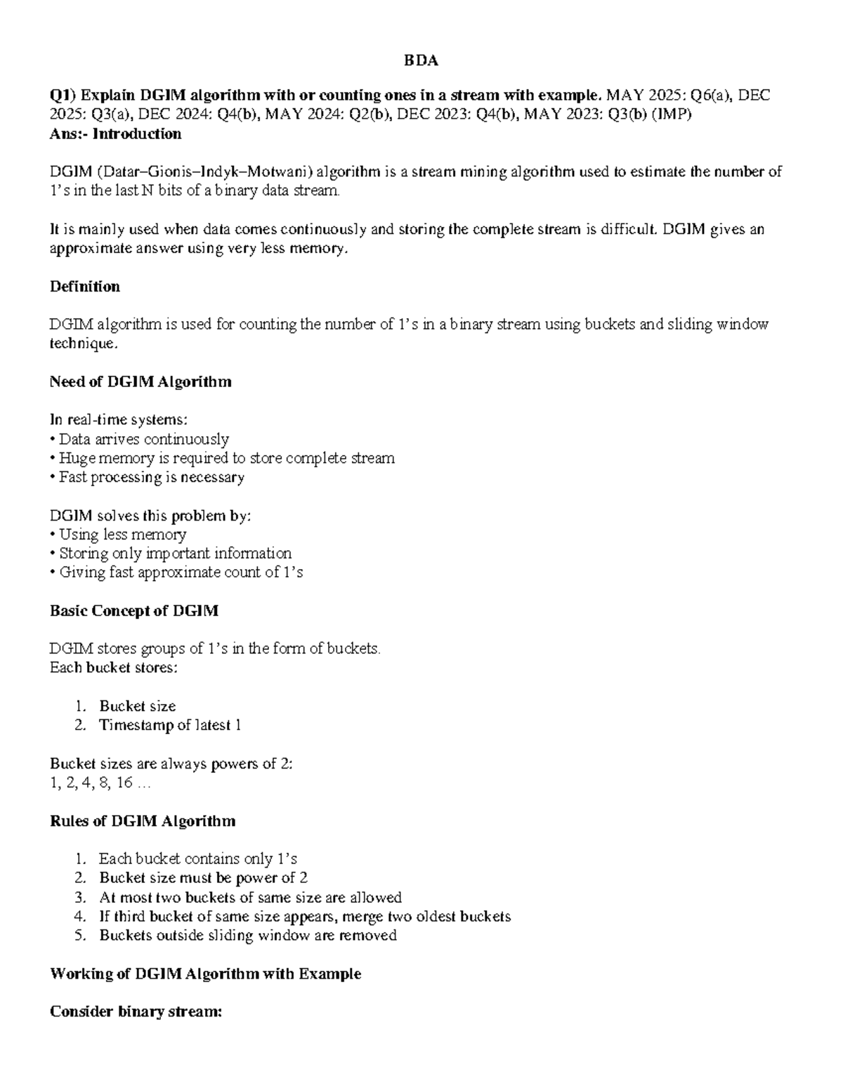 BDA: DGIM, CURE, CPM Algorithms Explained with Examples and ...