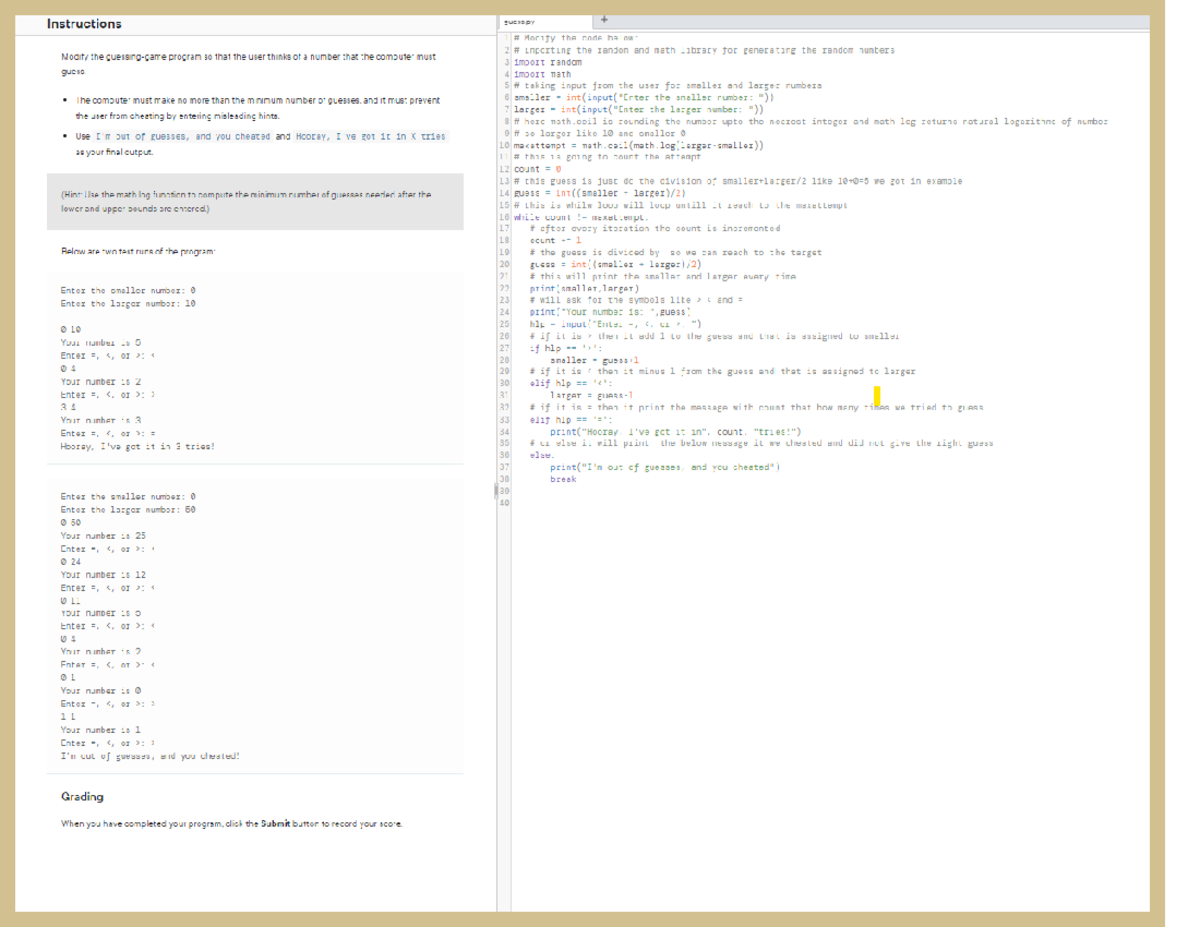 W4 Programming Assignment 3.3: Number Guessing Game Code Modifications ...