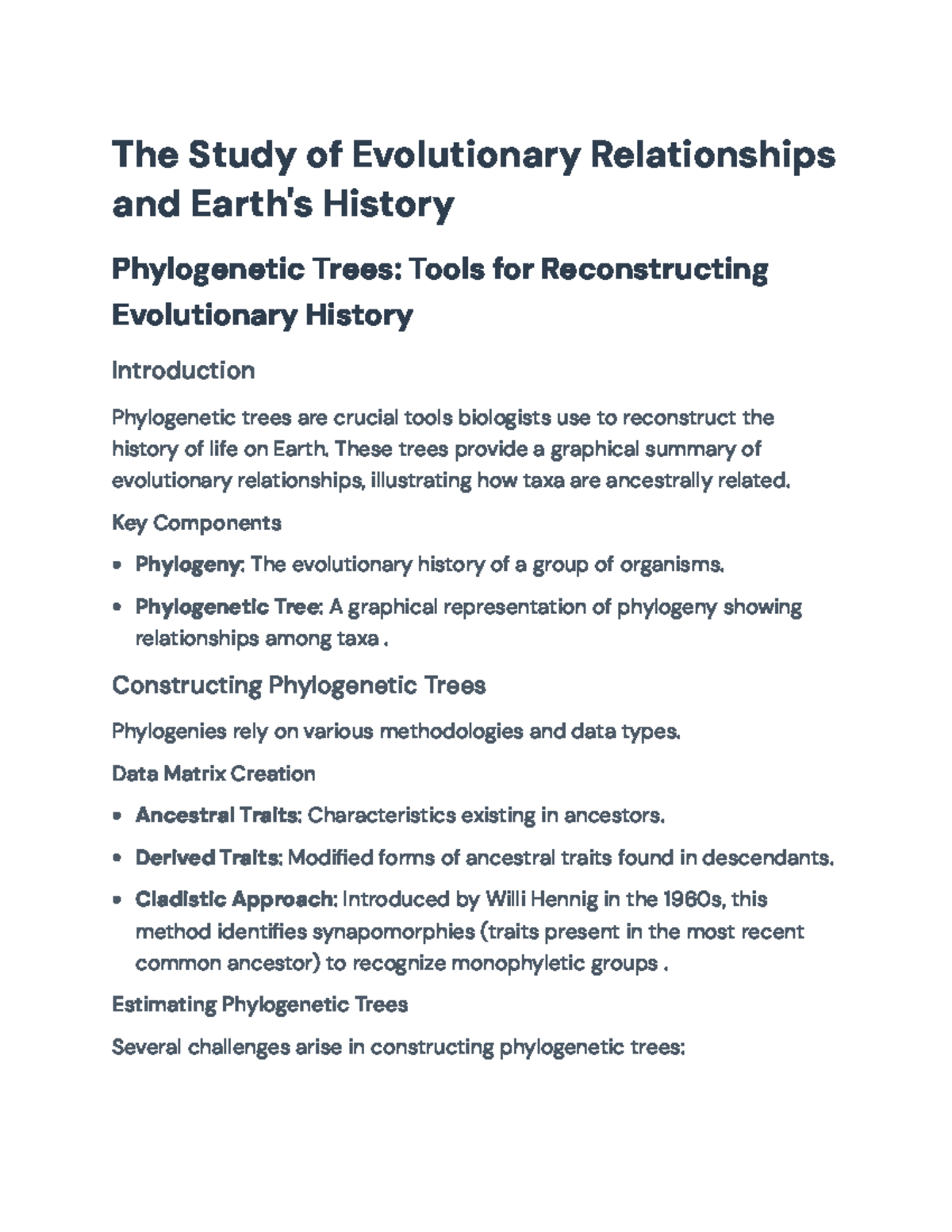 Evolutionary Relationships & Earth's History: Phylogenetic Trees ...