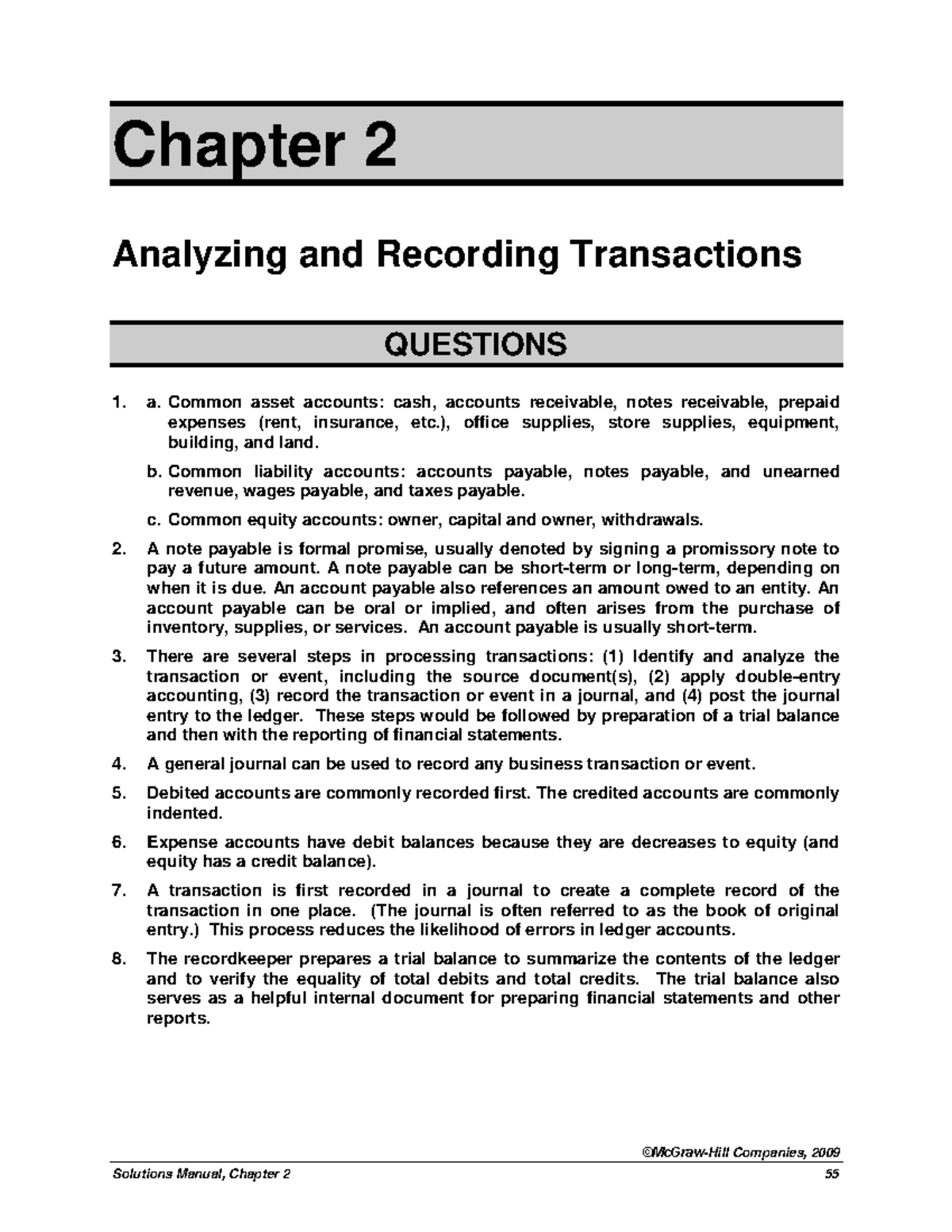 Chapter 2 Solutions Manual - Analyzing Transactions (ACC 101) - Studocu