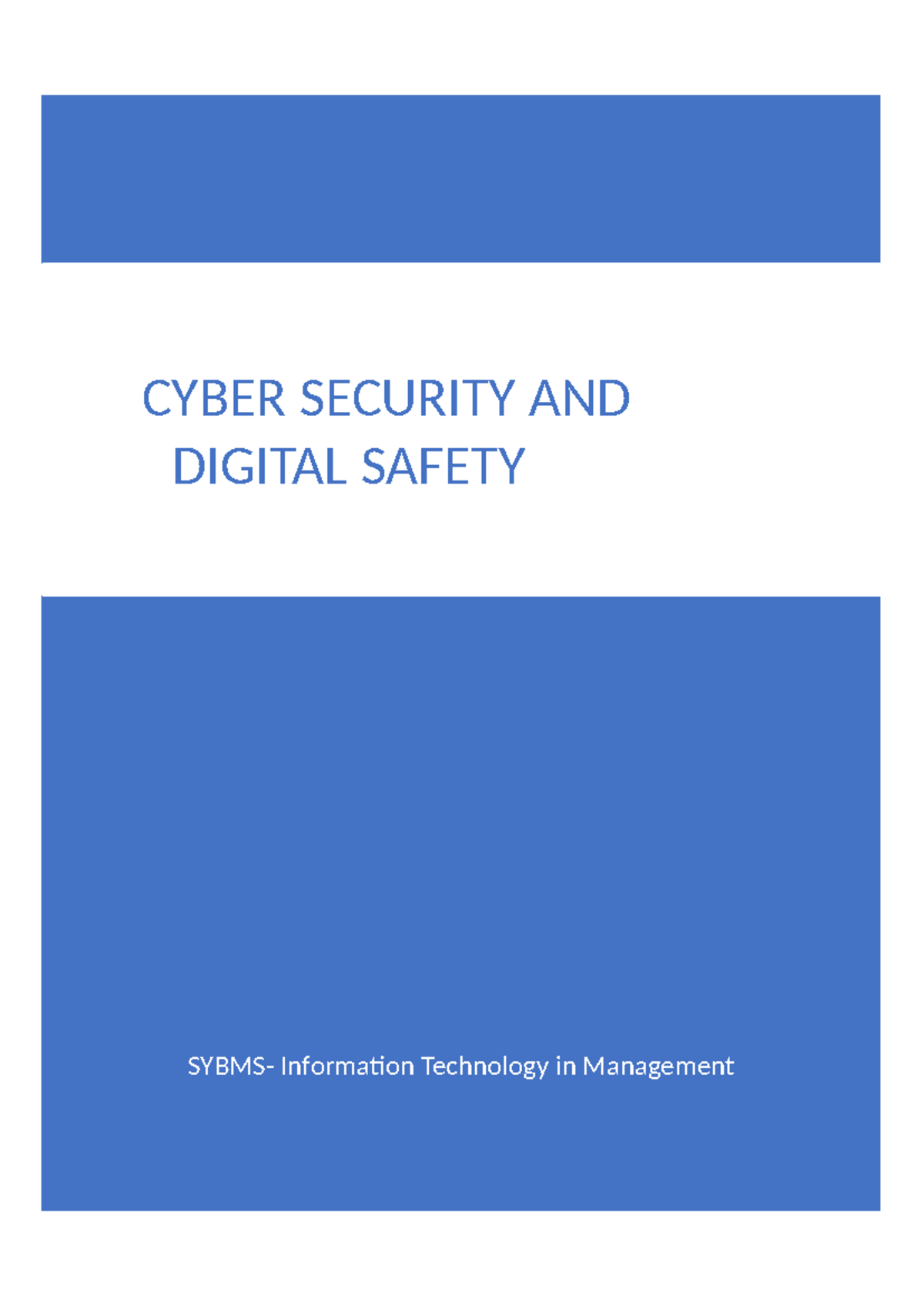 CYB 101: Intro to Cyber Security & Digital Safety Syllabus - Studocu
