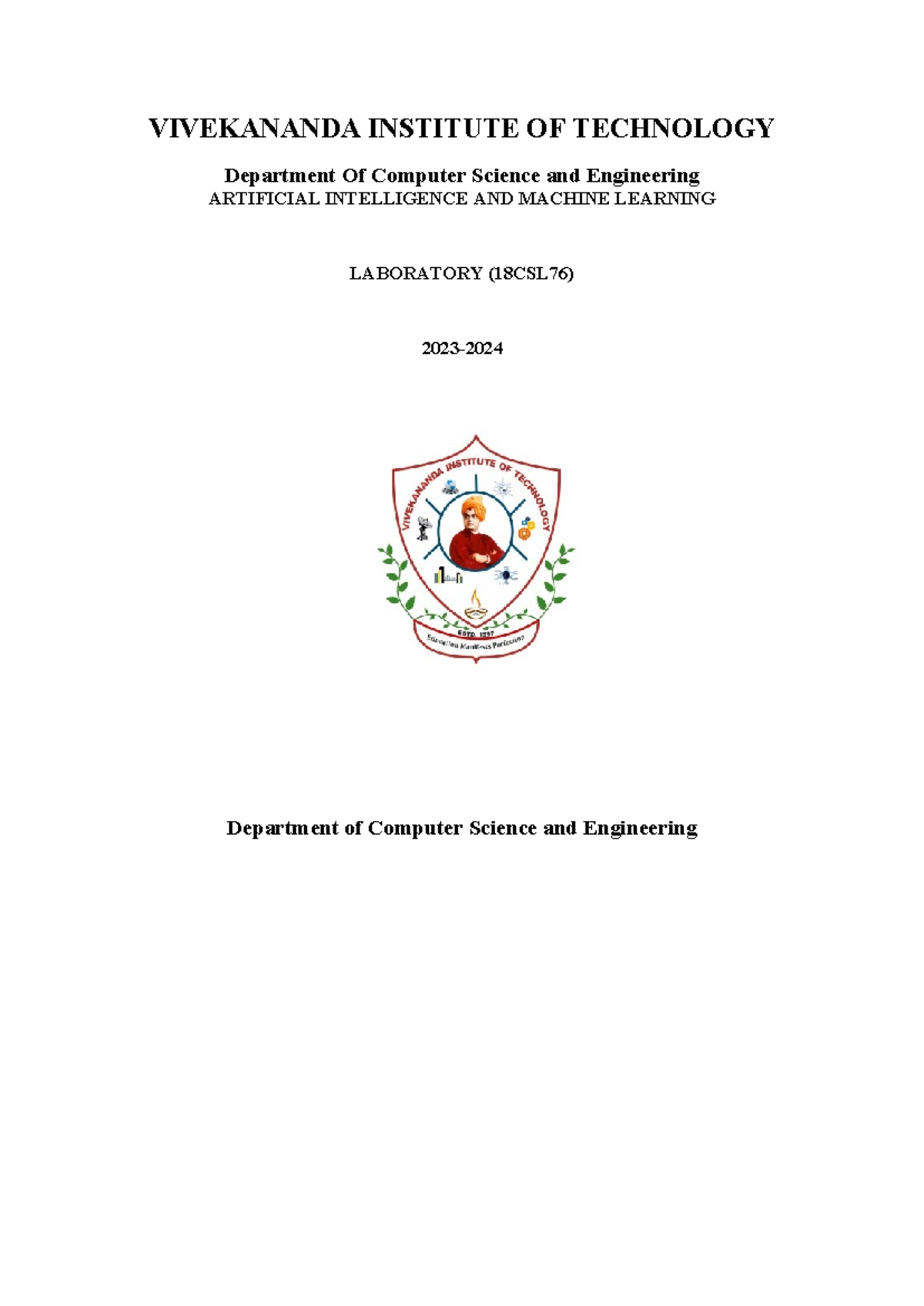 Artificial Intelligence & Machine Learning Lab Manual (18CSL76) - Studocu