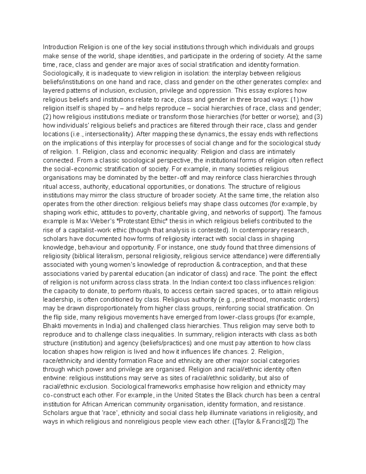 Religion and Social Stratification: Insights from SOC Lecture - Studocu
