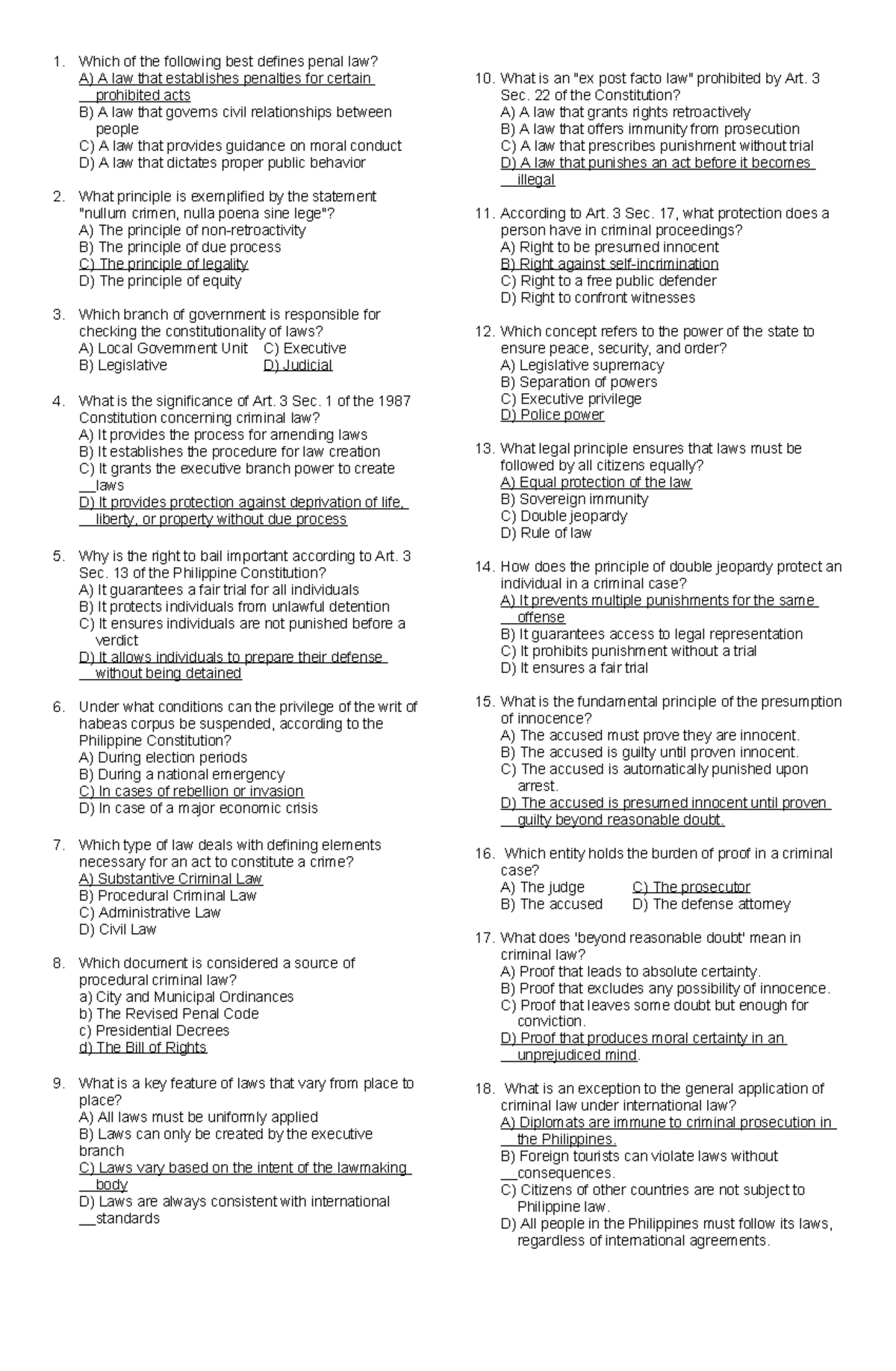 CJS 101: Comprehensive Review of Criminal Law Principles and Concepts ...