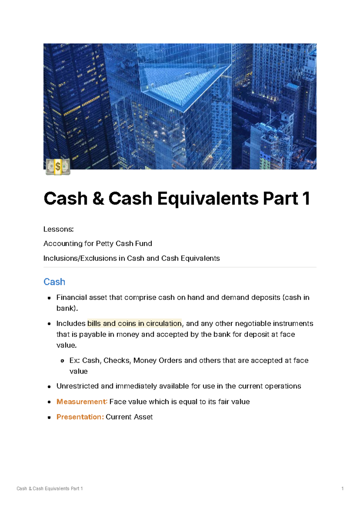 Cash and Cash Equivalents: Accounting for Petty Cash Fund (Part 1 ...