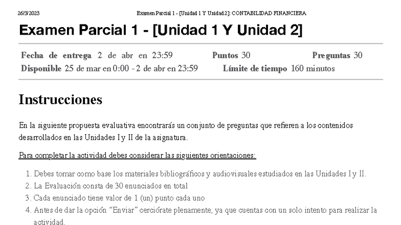 Examen Parcial 1 - Contabilidad Financiera: Unidades I y II - Studocu