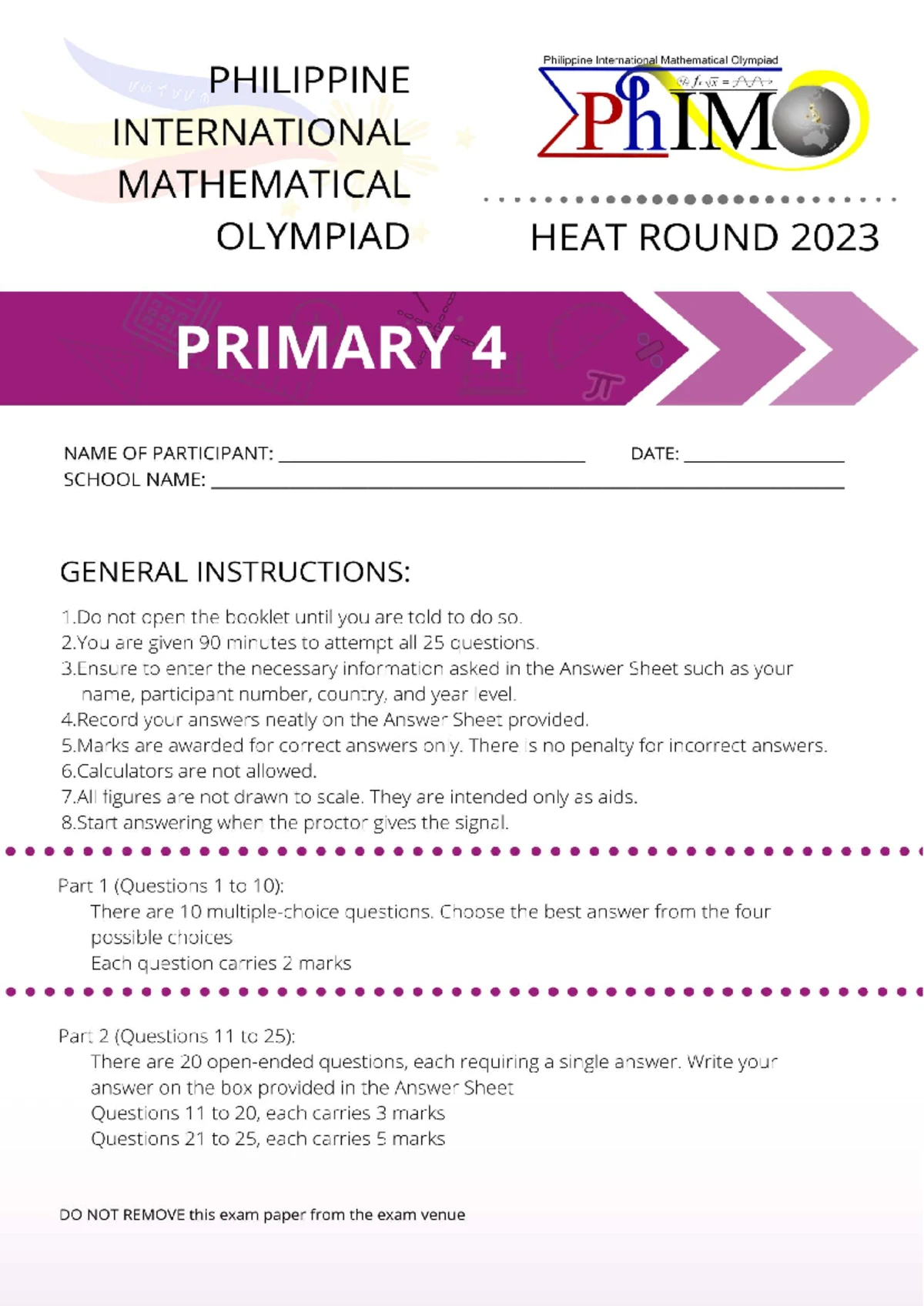 Primary 4 - Math Olympiad Questions and Solutions - Studocu