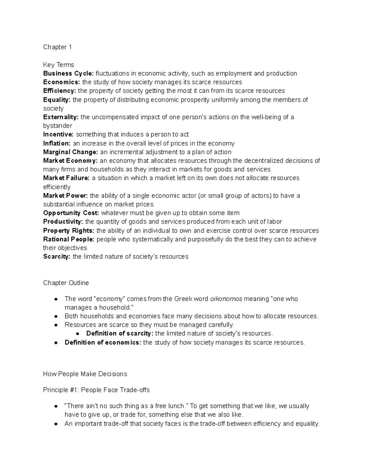 Economic Principles: Key Terms & Concepts (ECO 101) - Studocu