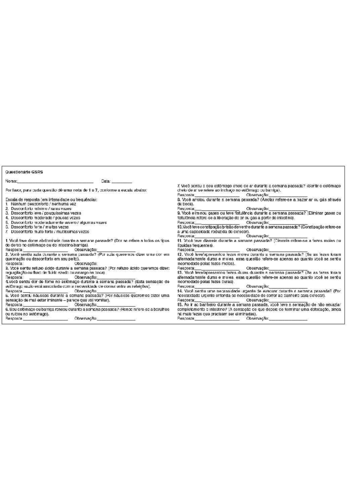 700838 d99415 be934451 c784f05f41999414 a462 - Questionário GSRS Nome ...