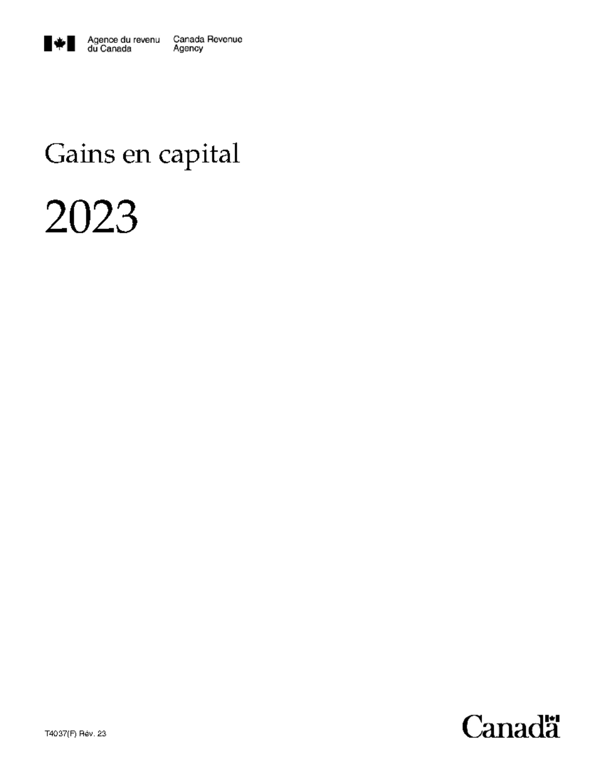 T4037-23f - Guide sur les Gains en Capital pour 2023 - Studocu