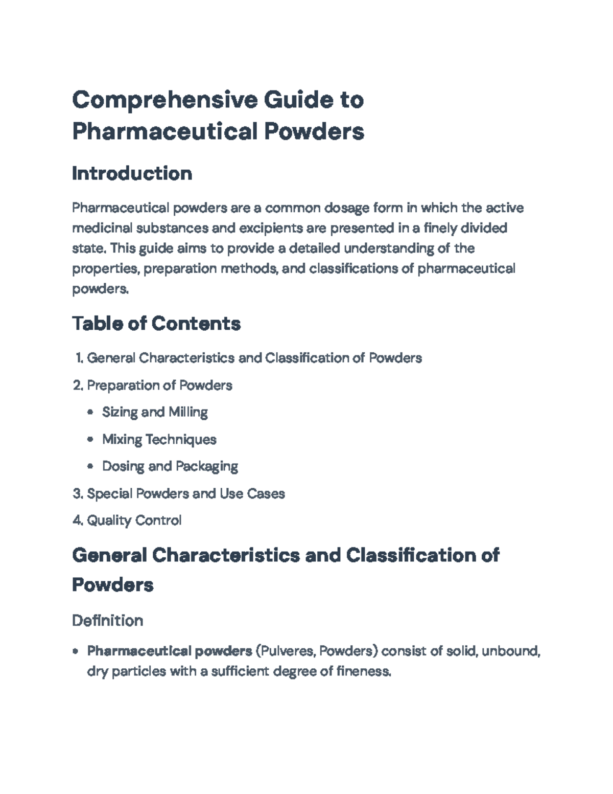 Pharmaceutical Powders: Properties, Preparation, and Quality Control ...