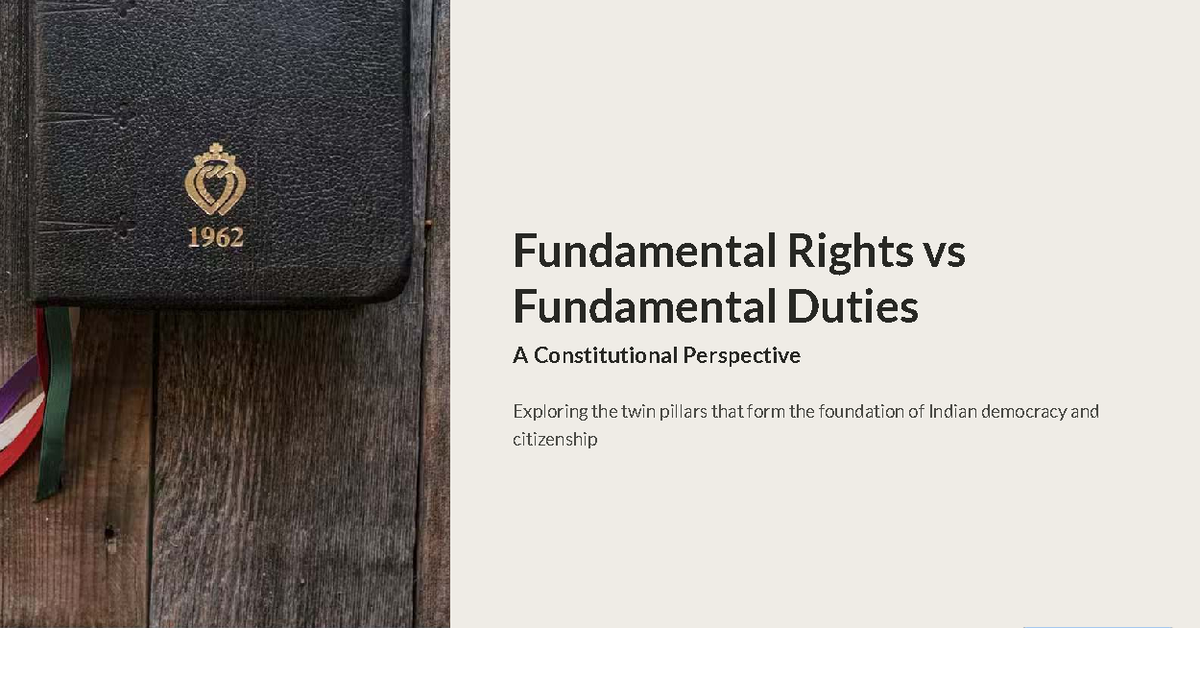 Fundamental Rights vs Duties: A Constitutional Analysis (Law 101) - Studocu