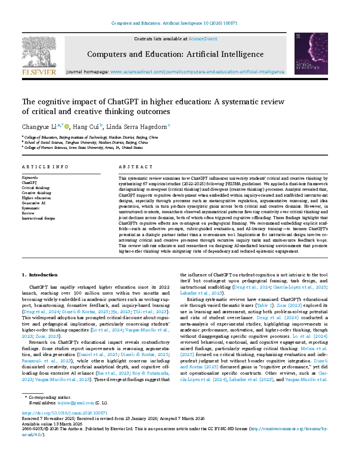 CCT 10: The Cognitive Impact of ChatGPT on Critical and Creative ...