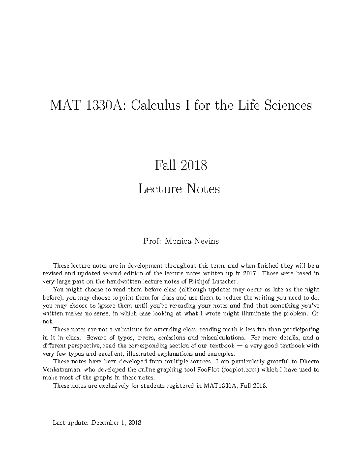 MAT1330 Notes, 2018 - MAT 1330A: Calculus I for the Life Sciences Fall ...