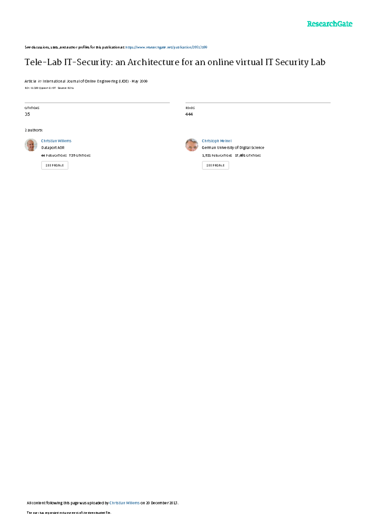 Tele-Lab IT-Security an Architecture for an online - See discussions ...