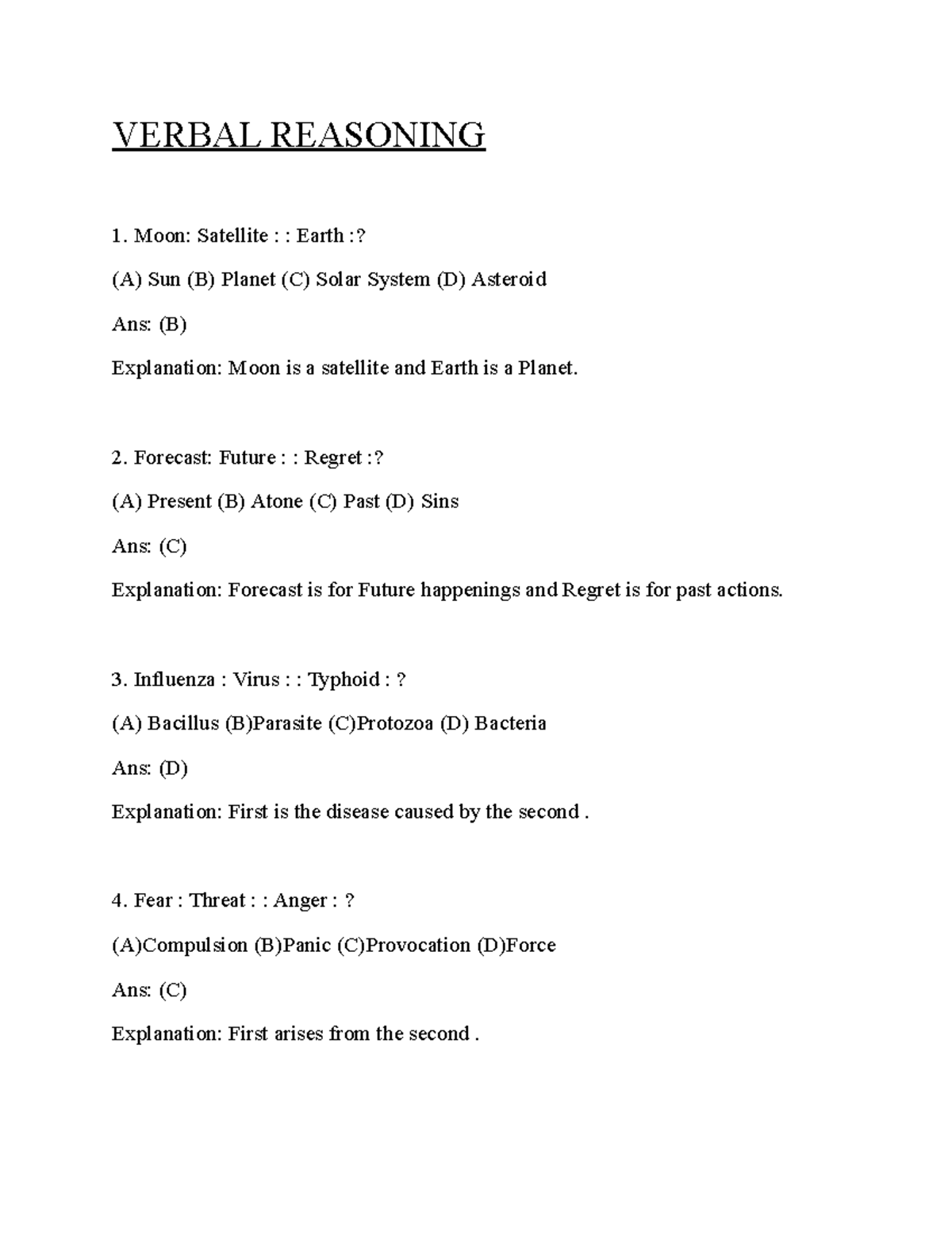 Verbal Reasoning Analogy Guide for MBA & Competitive Exams Prep - Studocu