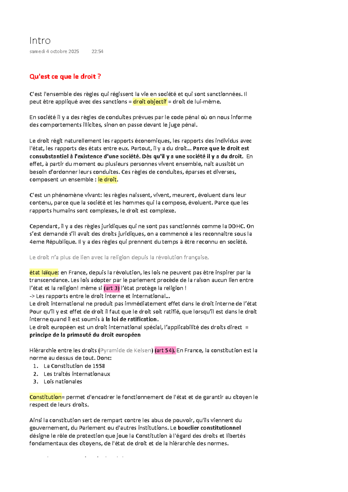 Droit 101 : Concepts Fondamentaux et Structure Juridique - Studocu