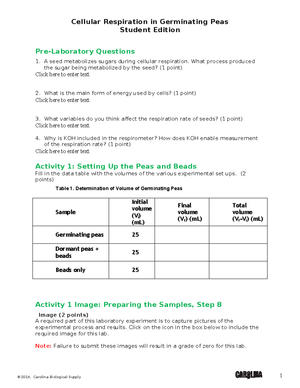 M7 Lab Report - Cellular Respiration Experiment Worksheet - Studocu