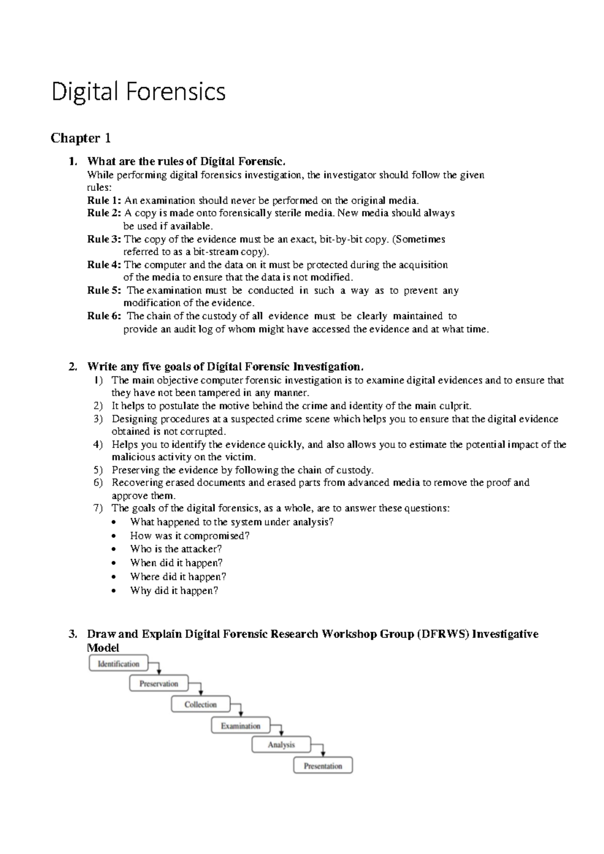 DFH qb - Essential Questions in Digital Forensics Examination - Studocu