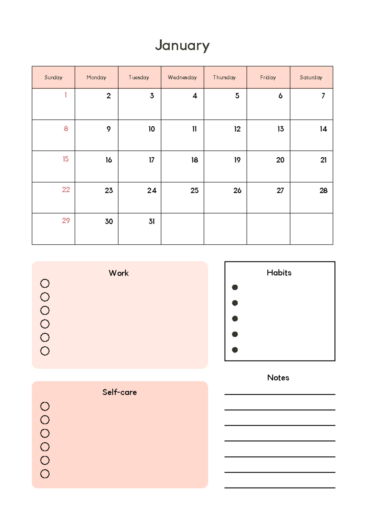 Clean and Modern Expense Tracker Sheet - ####### January Work Habits ...