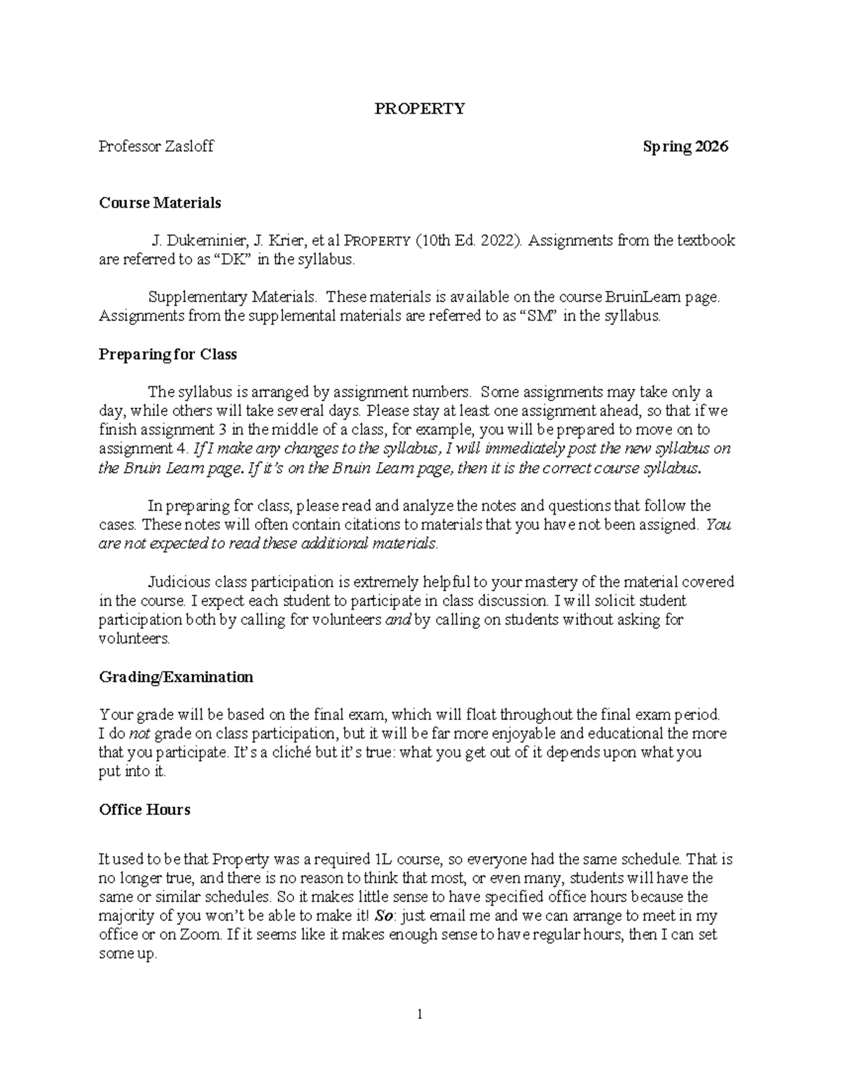 PROPERTY (Spring 2026) Syllabus & Course Materials Overview - Studocu