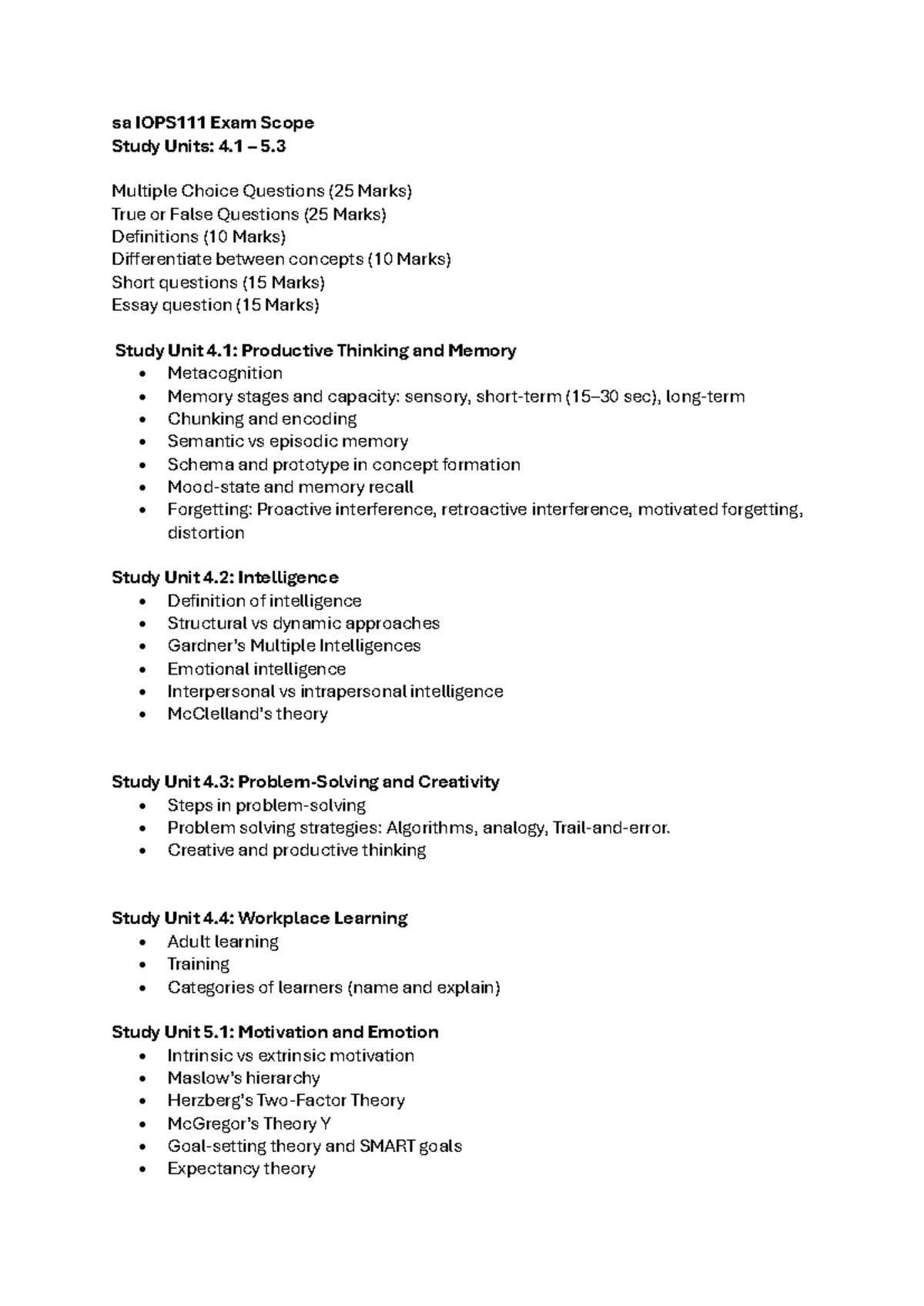 IOPS 111 Final Exam Study Guide: Key Concepts & Questions - Studocu