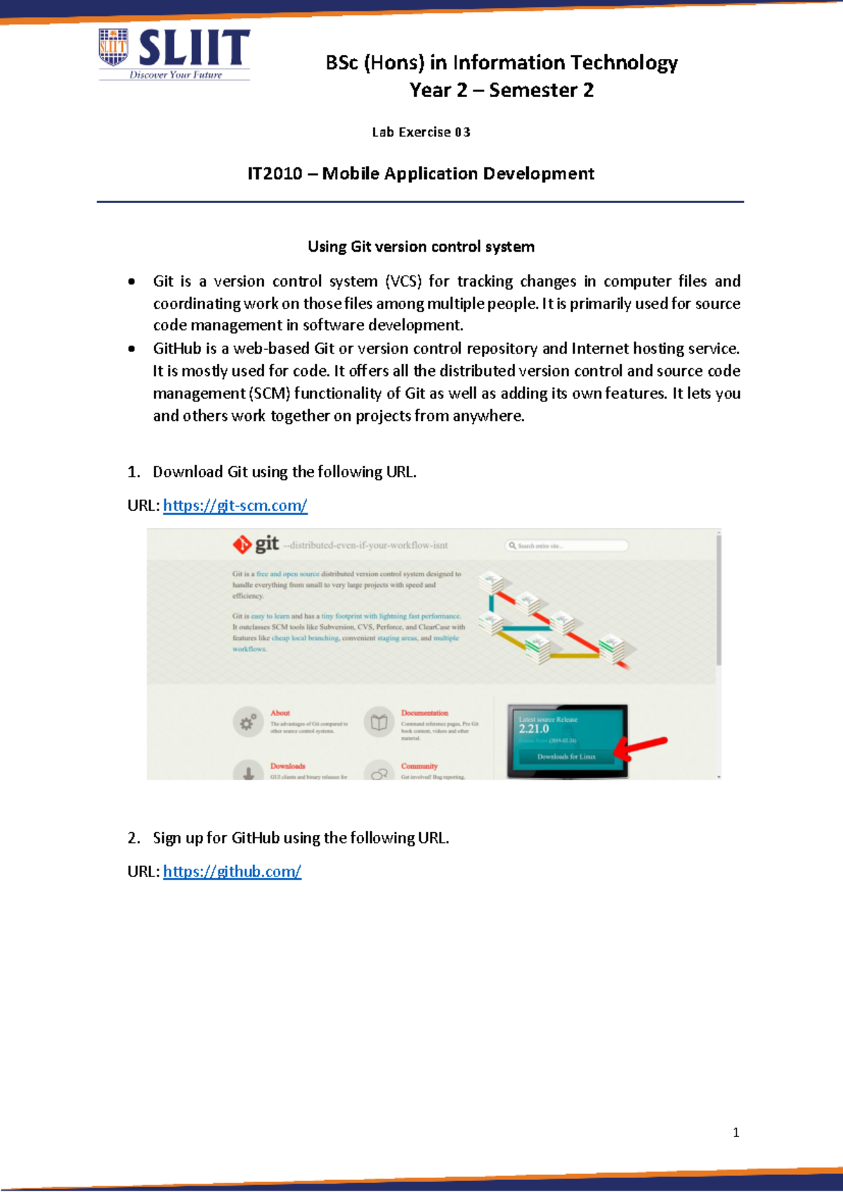 IT2010 Lab Exercise 03: Git Version Control for Mobile Apps - Studocu