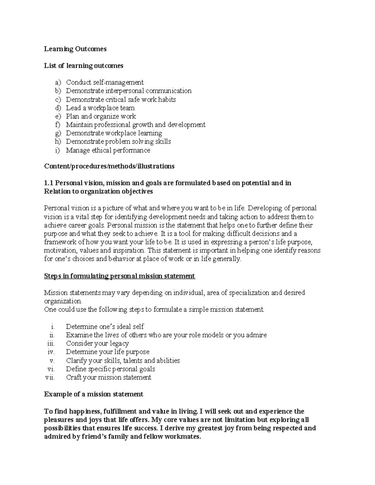 Employability Skills Development Notes 1: Building Workplace Competence ...