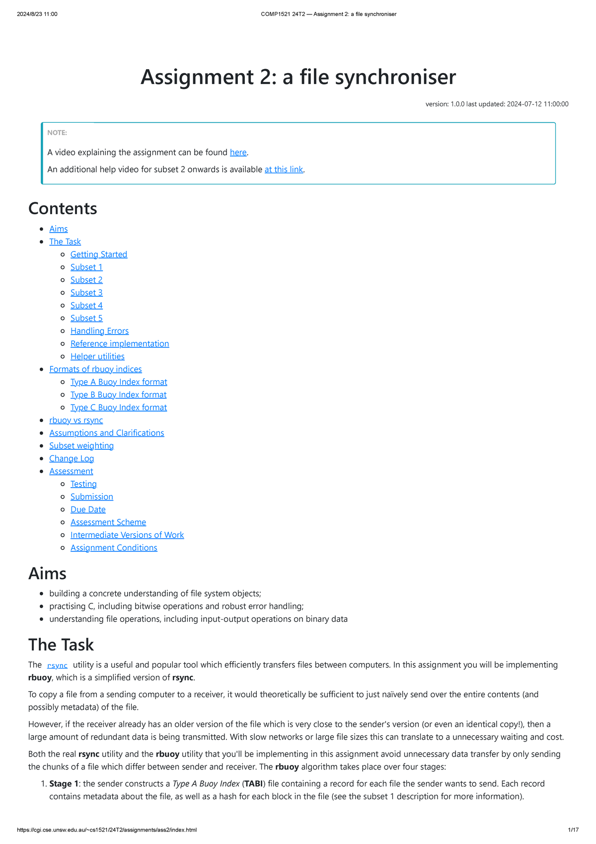 COMP1521 24T2 — Assignment 2: File Synchroniser Implementation Guide ...