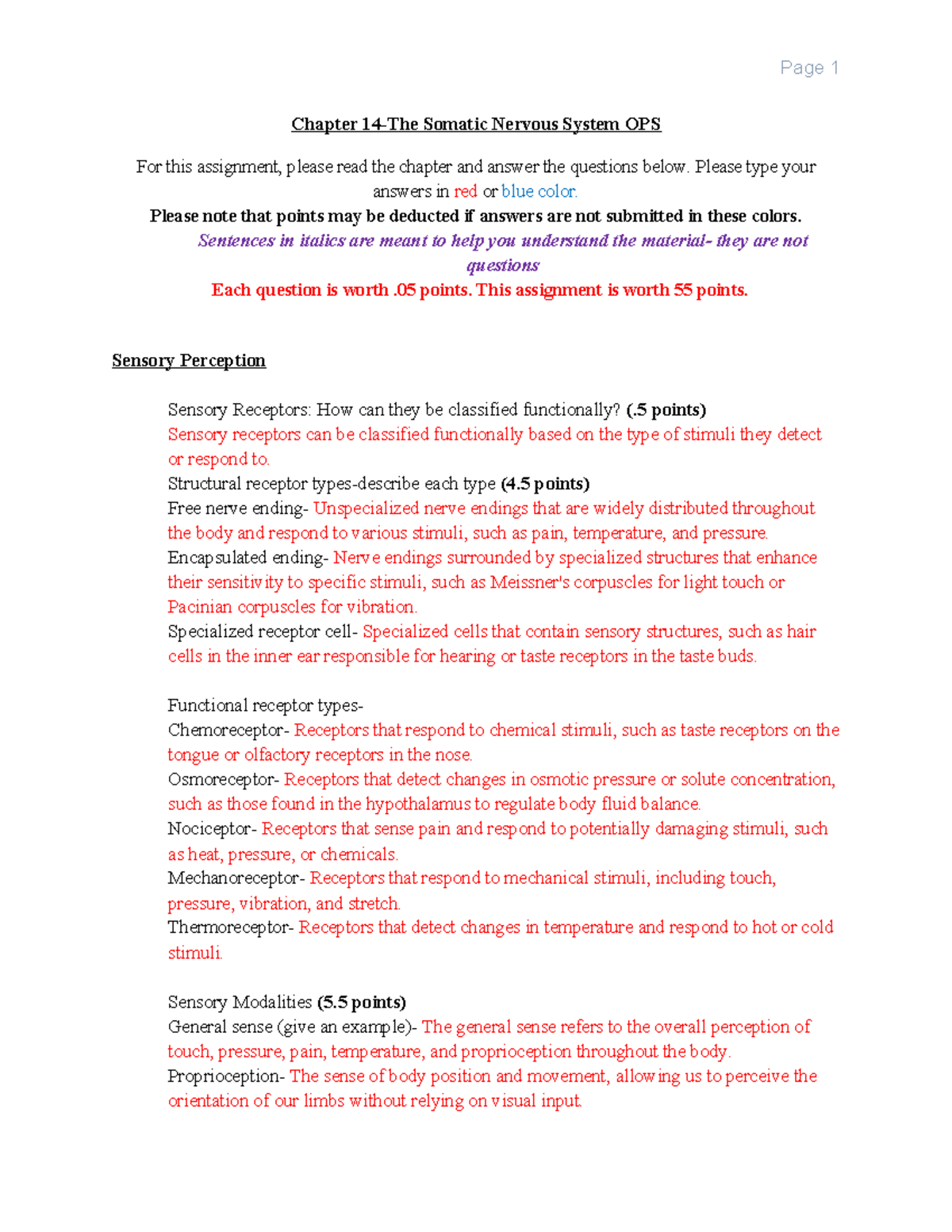 BIO 201 Chapter 14 Somatic Nervous System Assignment Overview - Studocu