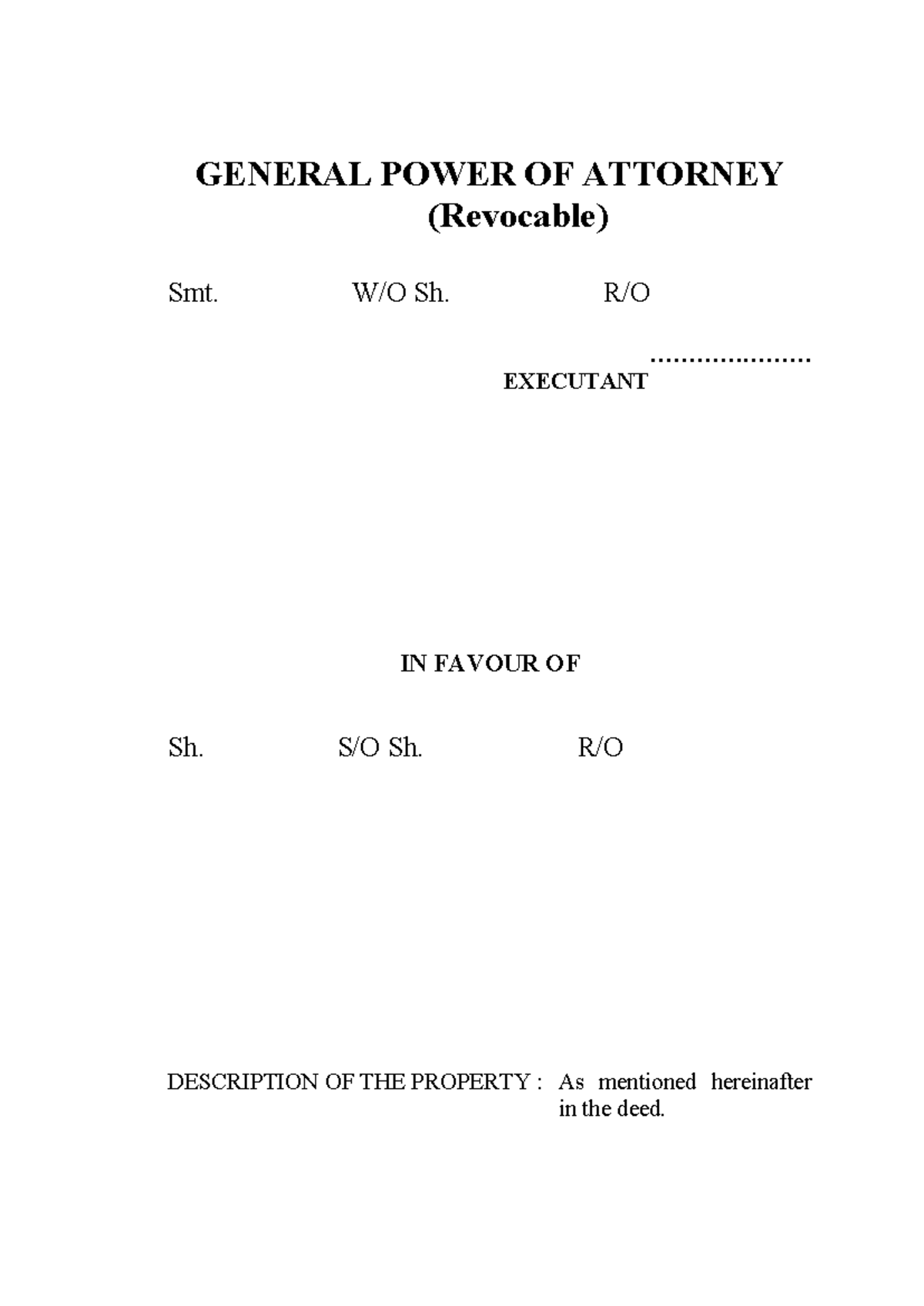 GPA Sample Document: General Power of Attorney (Revocable) - Studocu