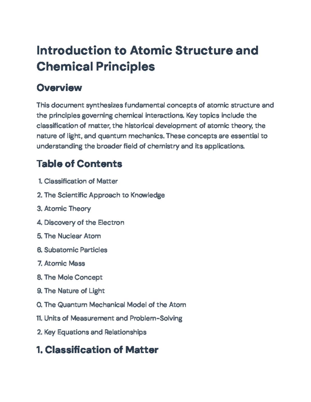 Introduction to Atomic Structure and Chemical Principles (Chem 101 ...