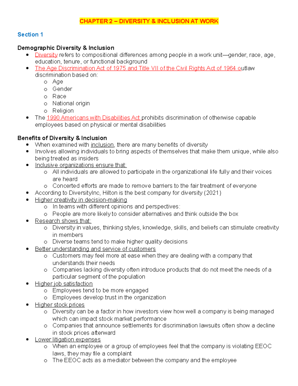 Chapter 2 - Diversity & Inclusion Management - Prof Hans Hansen - Rawls ...