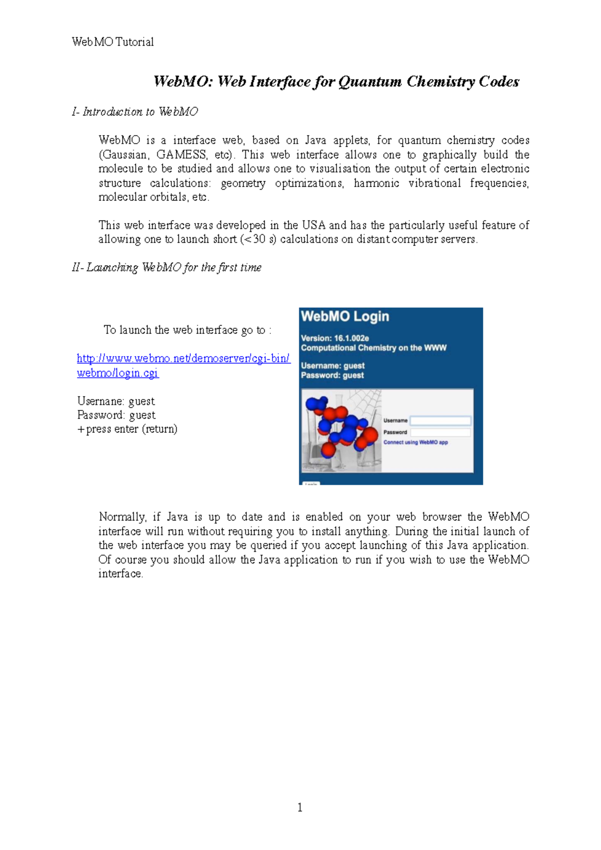 WebMO Tutorial: A Guide to Quantum Chemistry Interface - Studocu