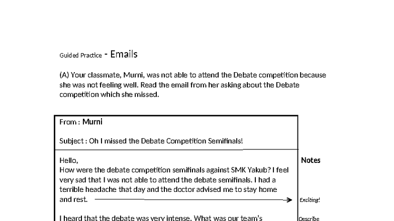 MUET Practice - Emails: Reply to Murni on Debate Semifinals - Studocu