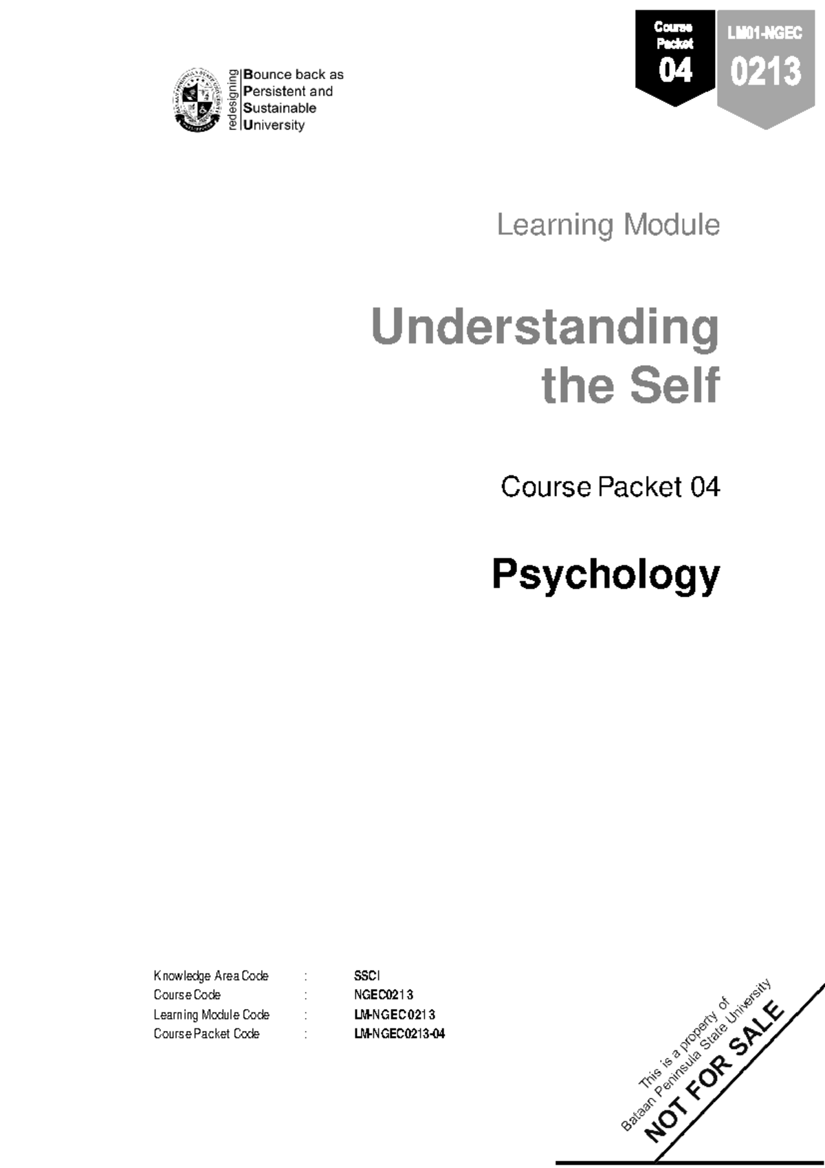 UTS Packet 4 - Psychology - Learning Module Understanding the Self ...