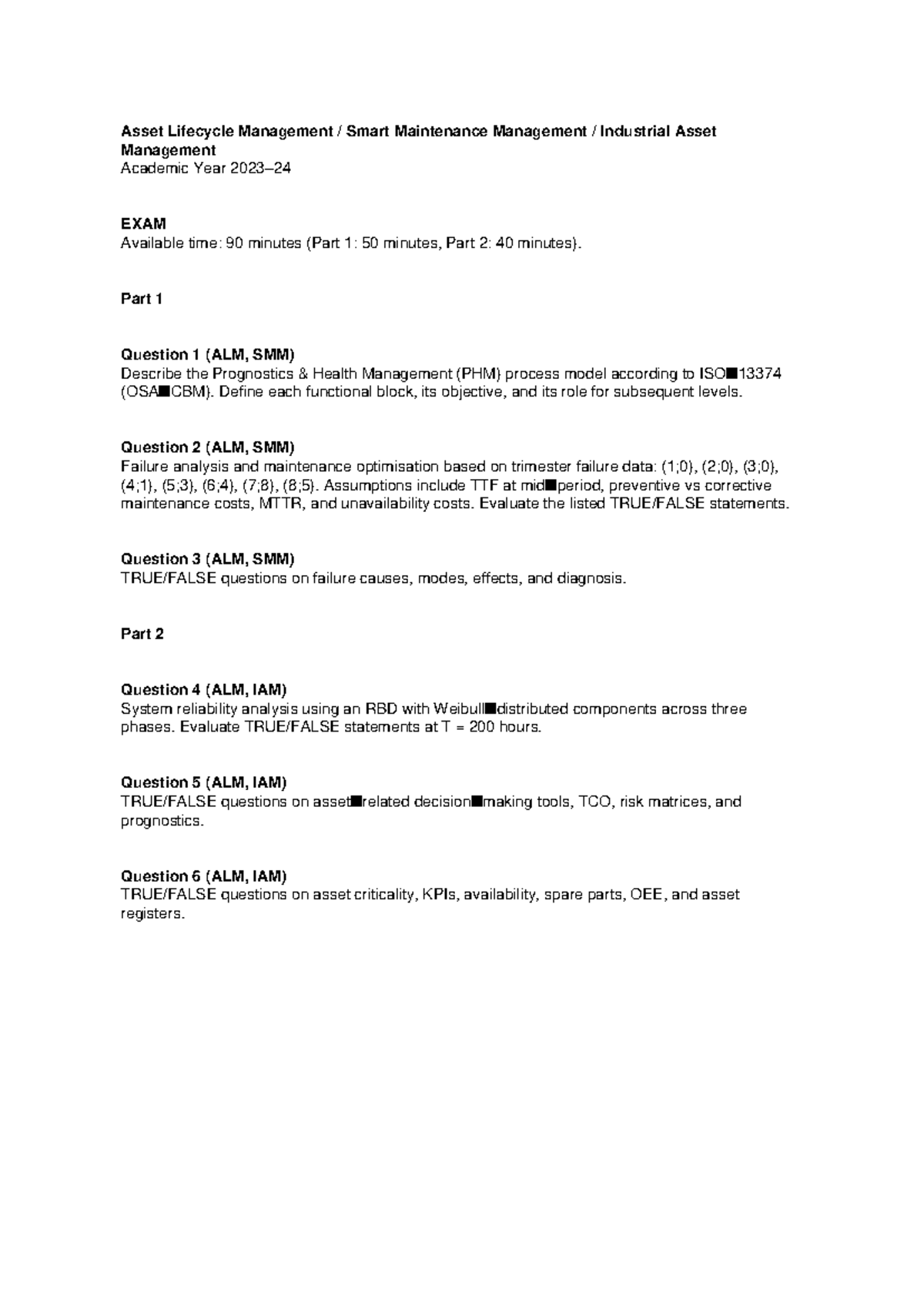 Asset Lifecycle Management (ALM, SMM) Practice Exam Guide - Studocu