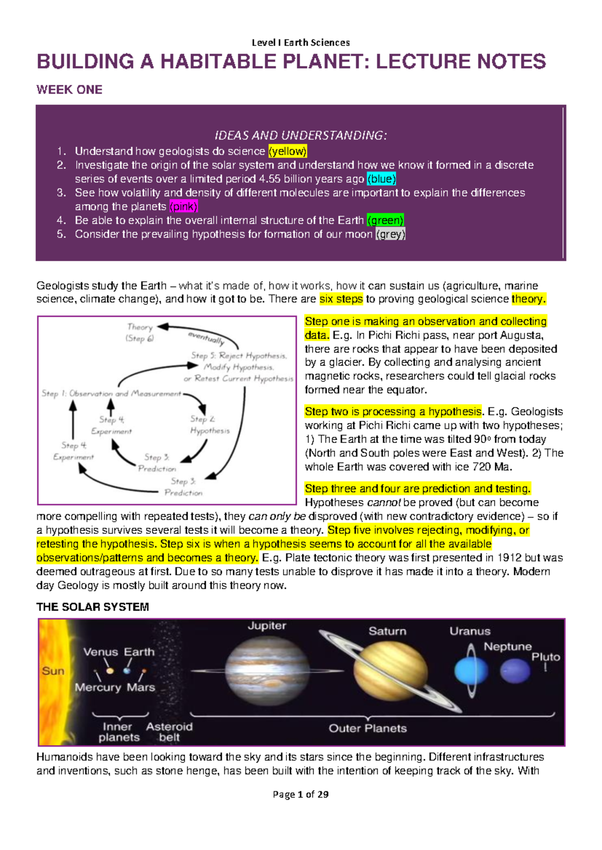 Geology 101: Term 1 Lecture Notes on Planet Formation & Earth History ...